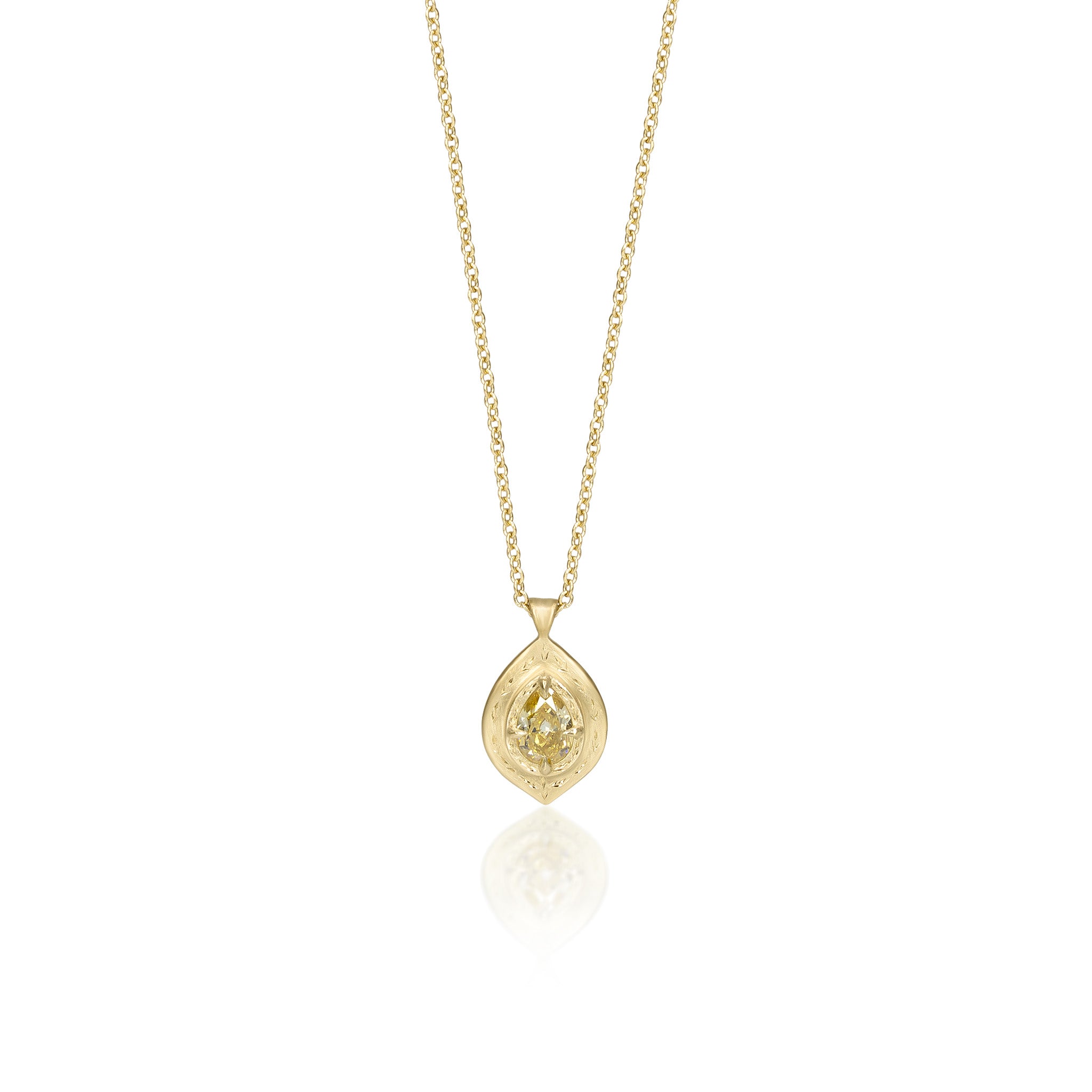 Yellow Pear Diamond Drops of Happiness Pendant