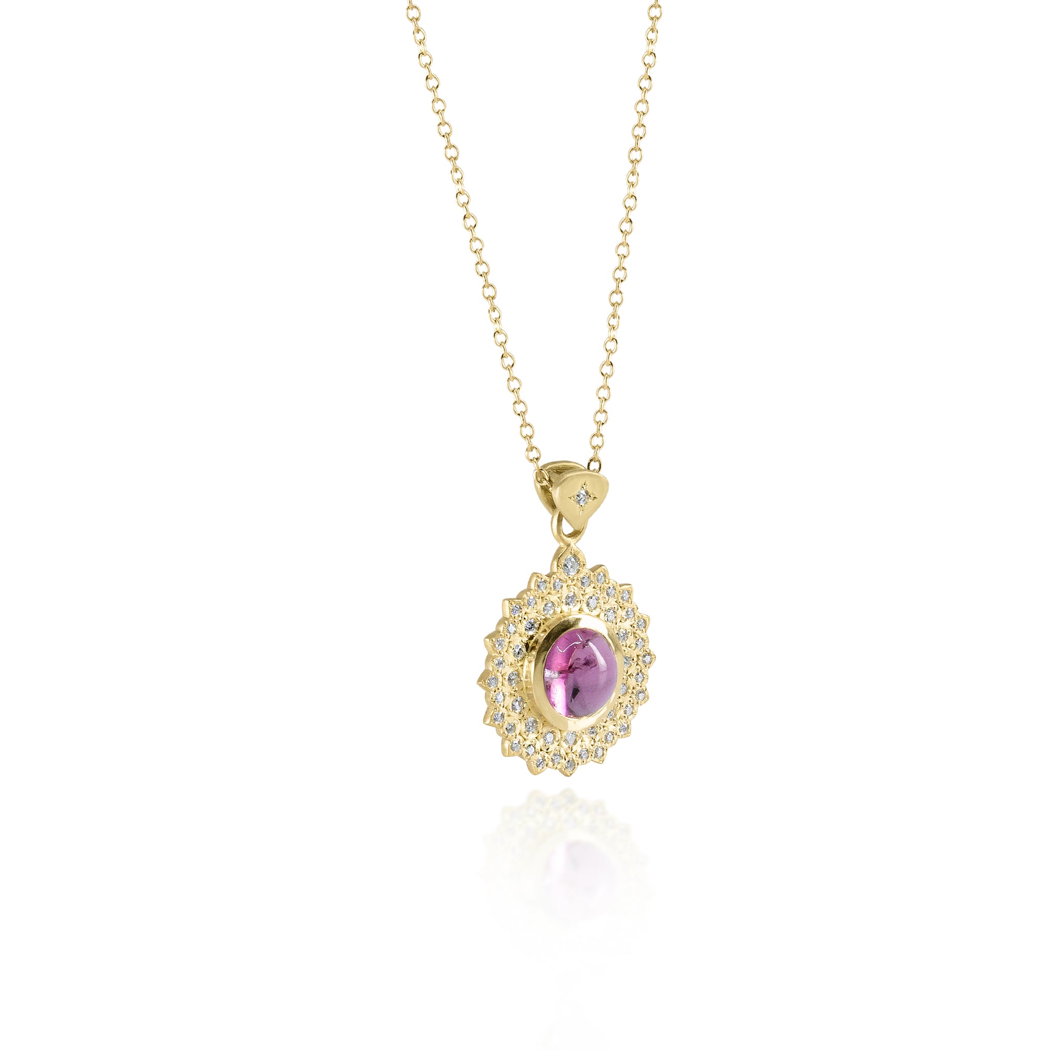 Pink Tourmaline and Diamond Pendant