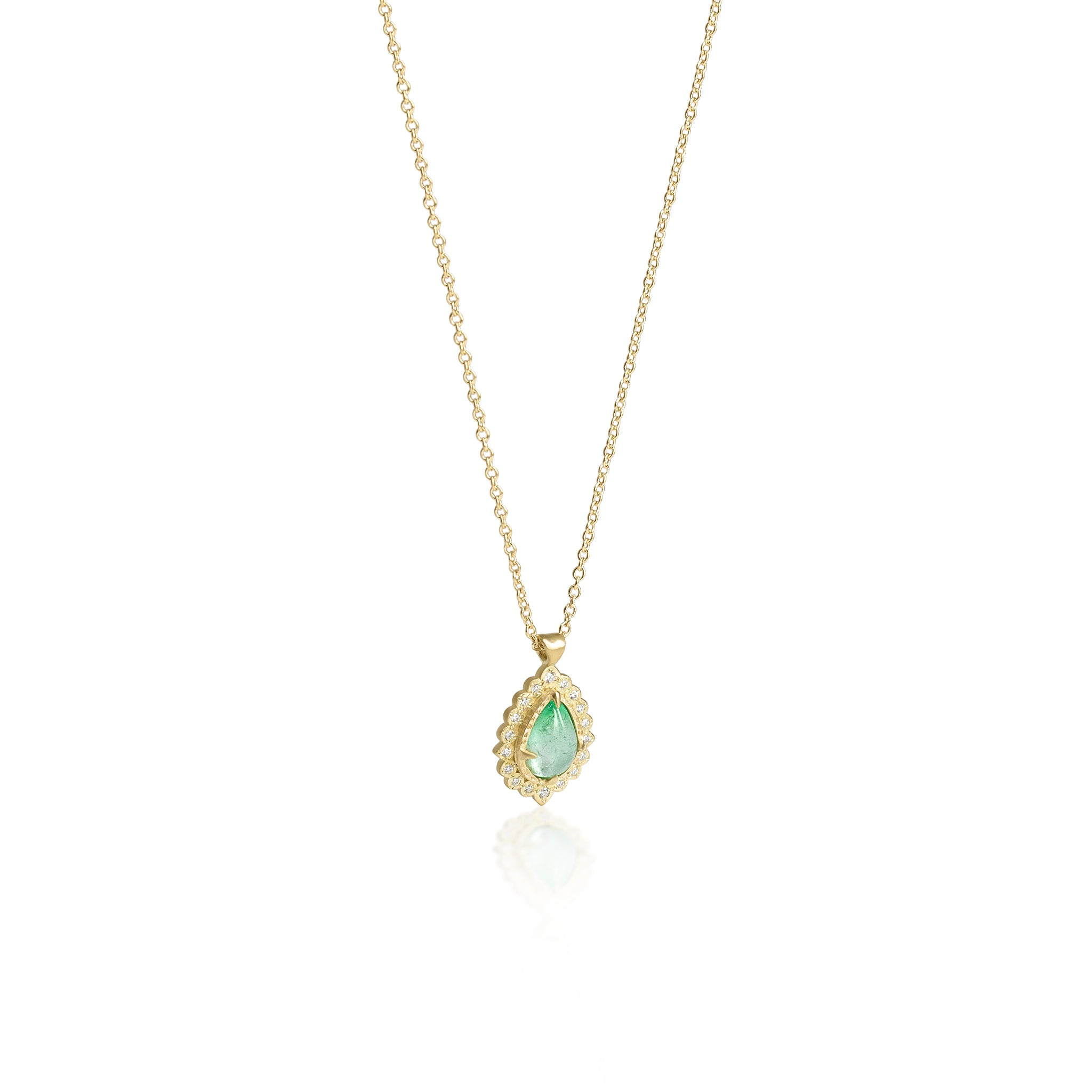 Pear Emerald Flame Pendant