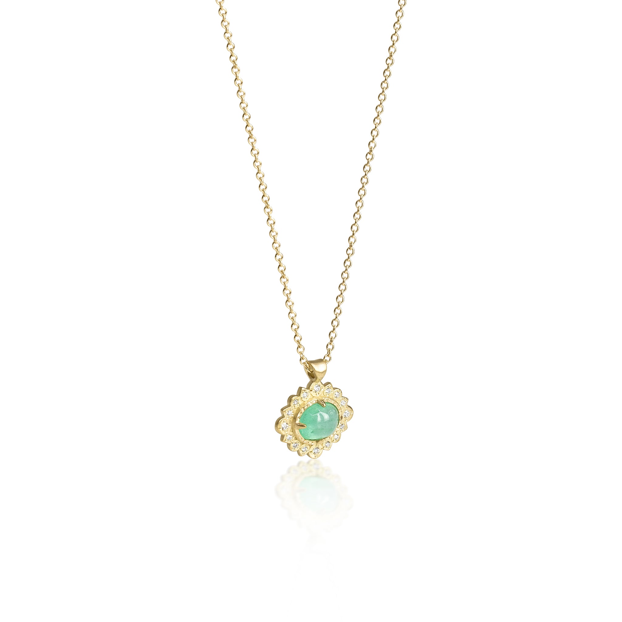 East West Oval Emerald Flame Pendant