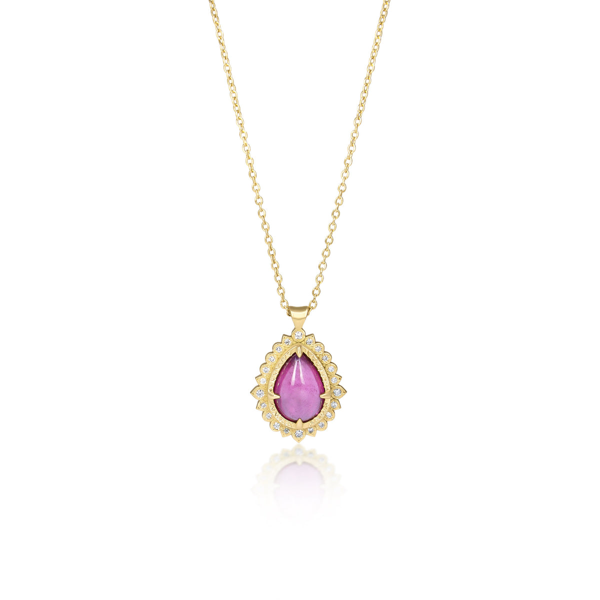 Pear Ruby Flame Pendant