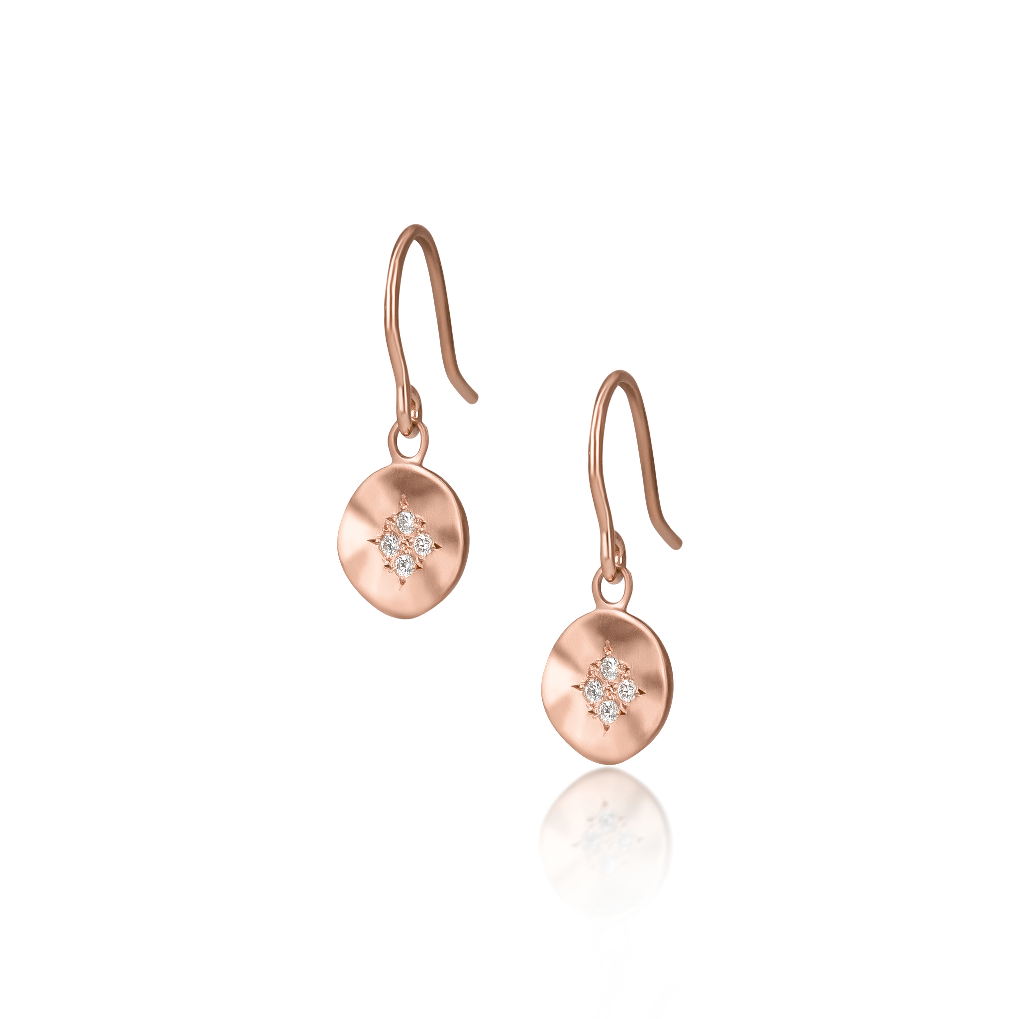 Diamond Four Star Wave Charm Earrings