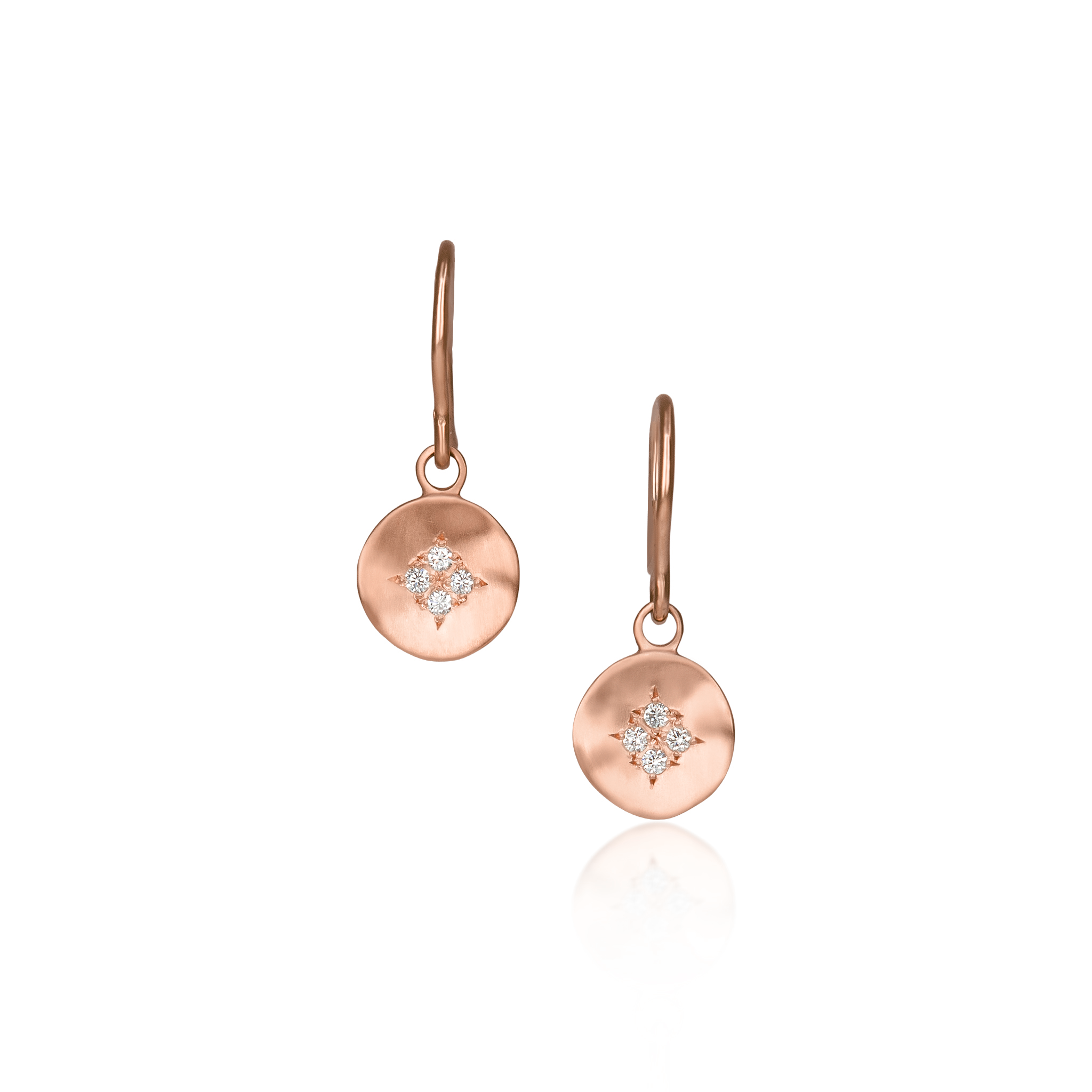 Diamond Four Star Wave Charm Earrings