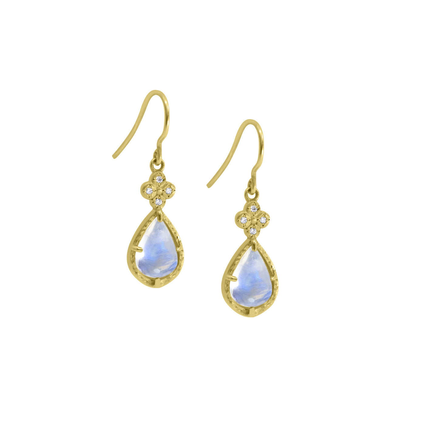 Prong Moonstone Earring with River Rocks Charm