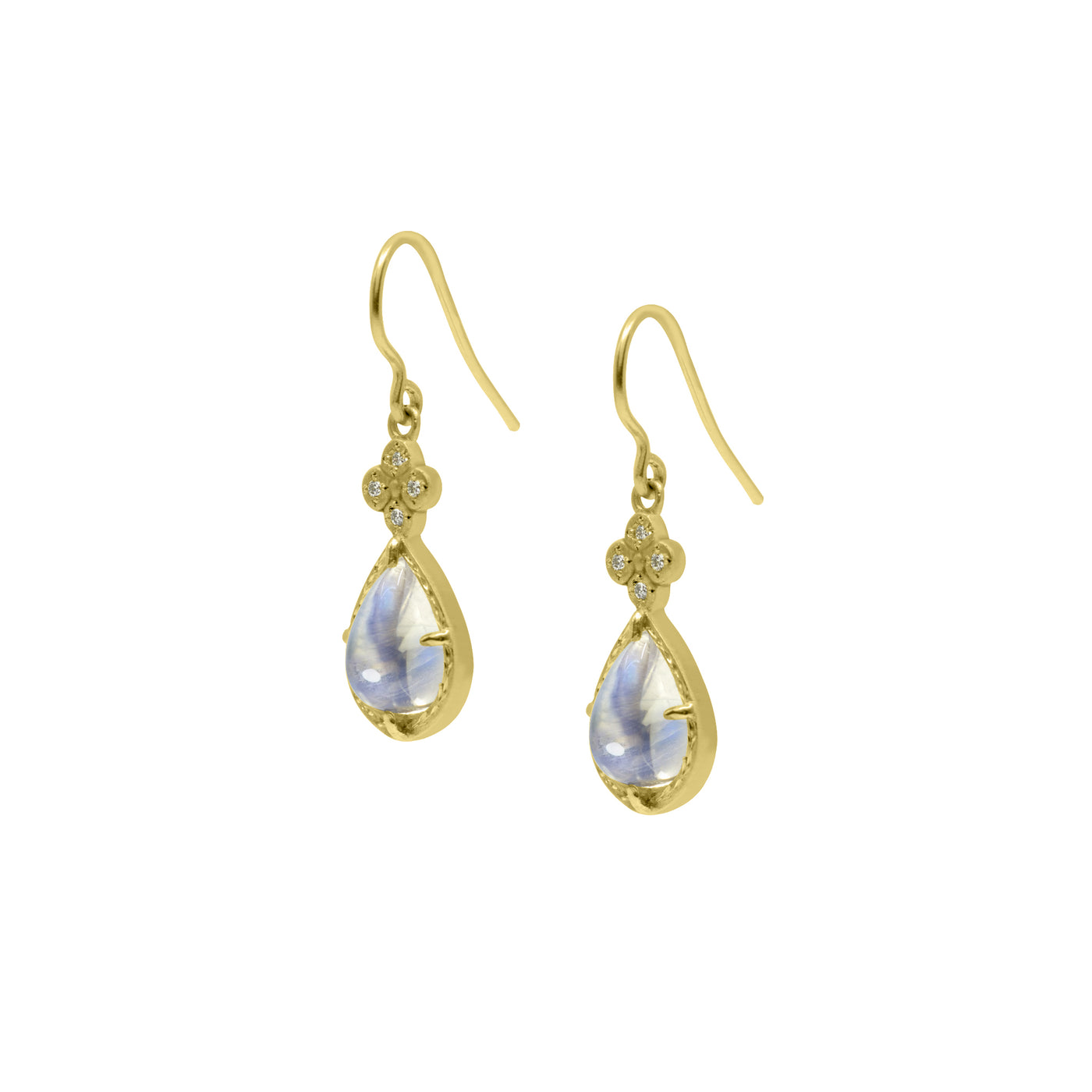 Prong Moonstone Earring with River Rocks Charm