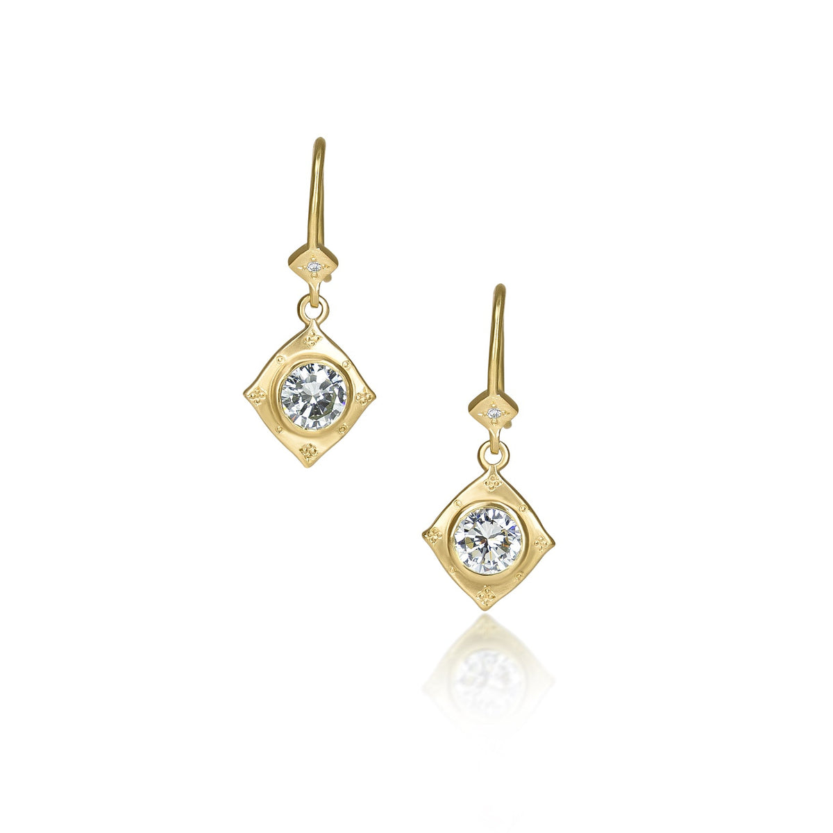 Diamond Engraved Drop Earrings