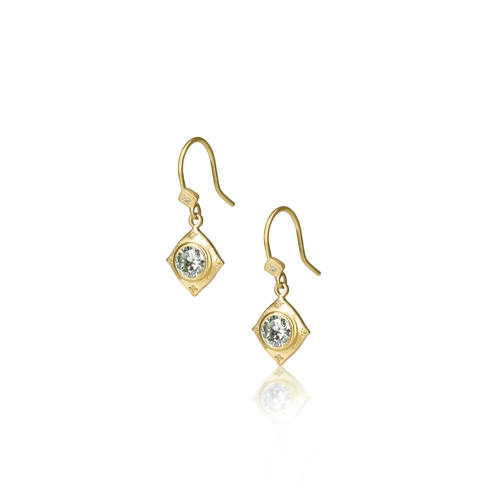 Diamond Engraved Drop Earrings