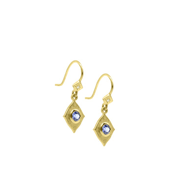 Engraved Drop Earrings with Charm