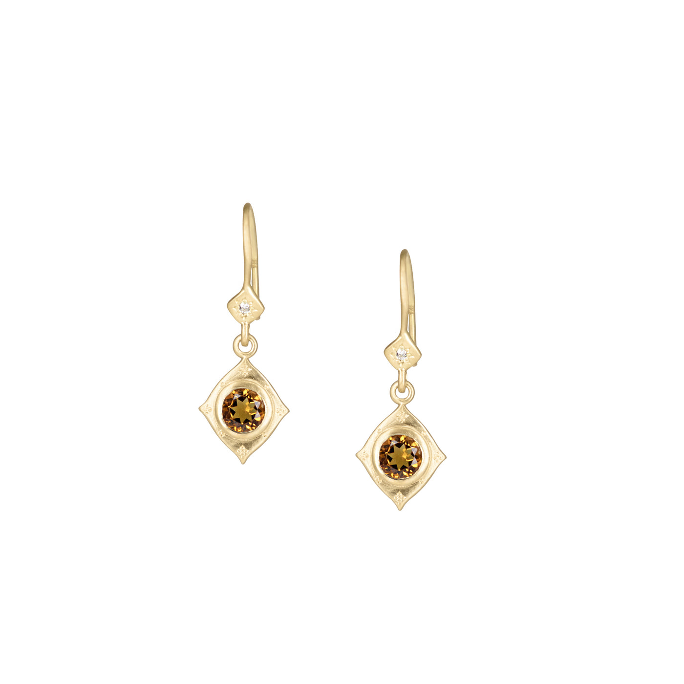 Orange Garnet Engraved Drop Earrings