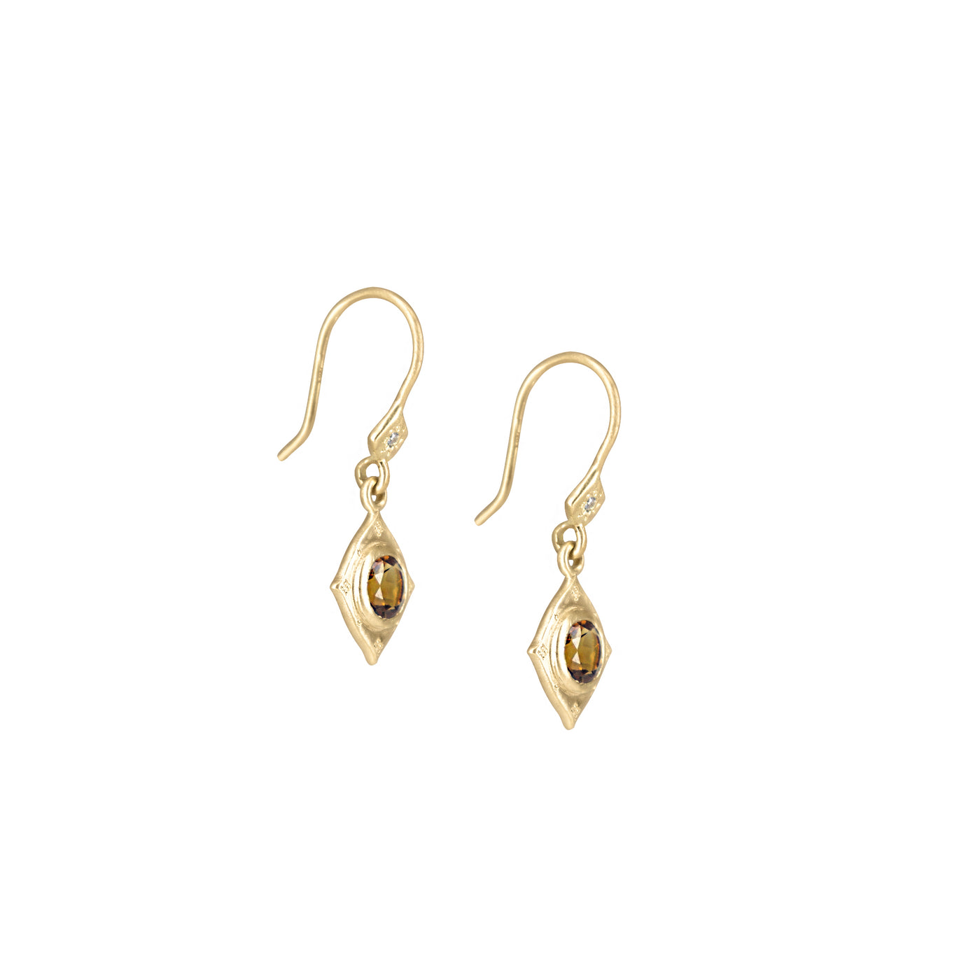 Orange Garnet Engraved Drop Earrings