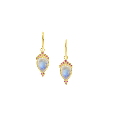 Pink Sapphire and Moonstone Earrings