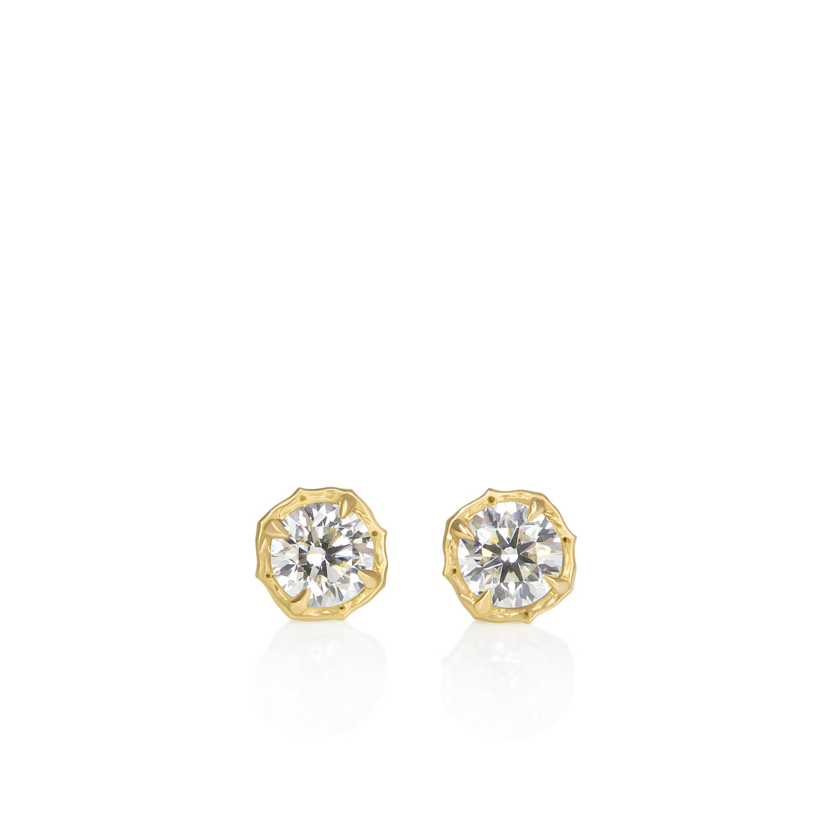 Round Diamond Lotus Studs