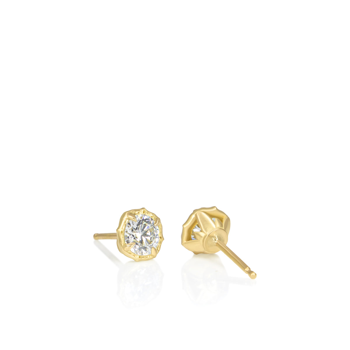 Round Diamond Lotus Studs