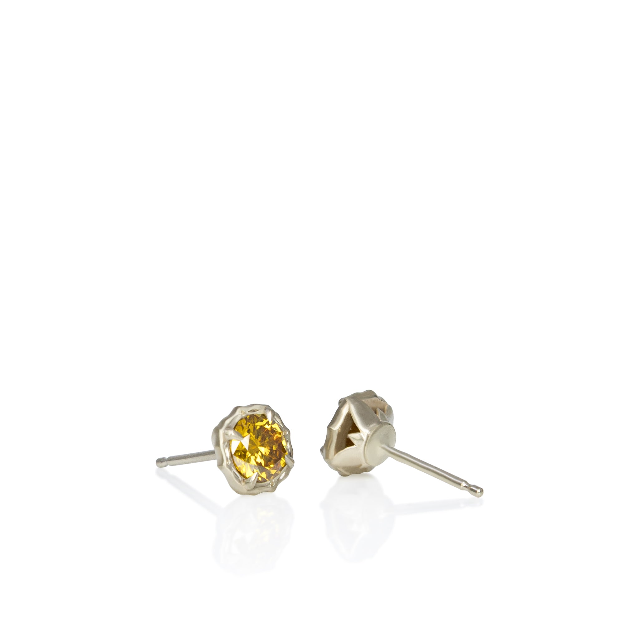 Yellow Diamond Lotus Studs