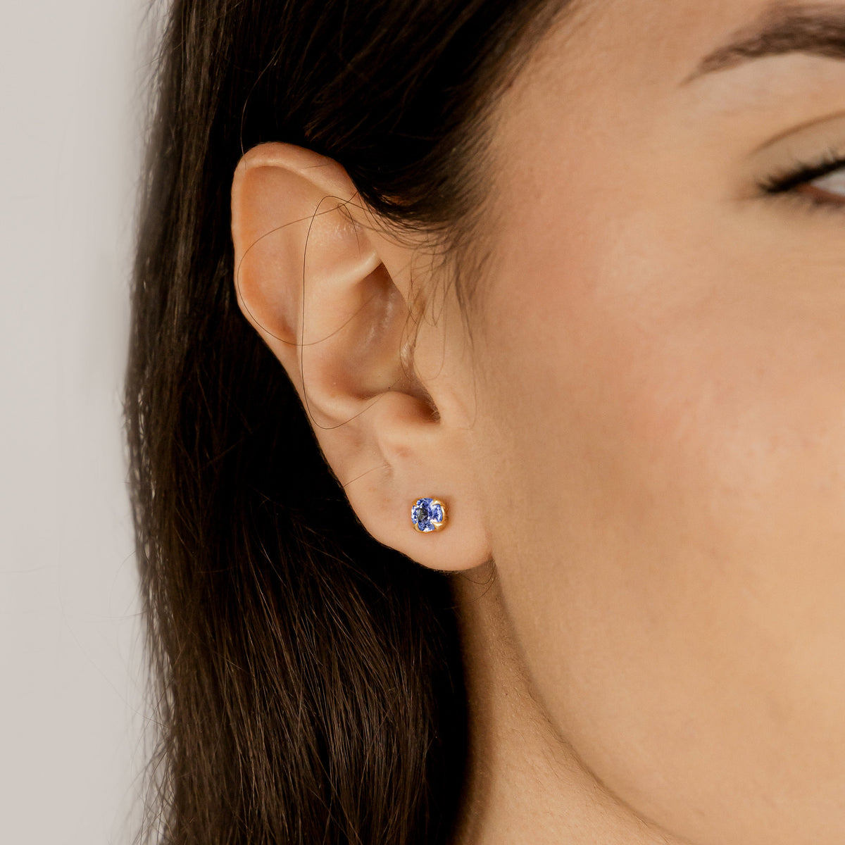 Blue Sapphire Rosebud Studs