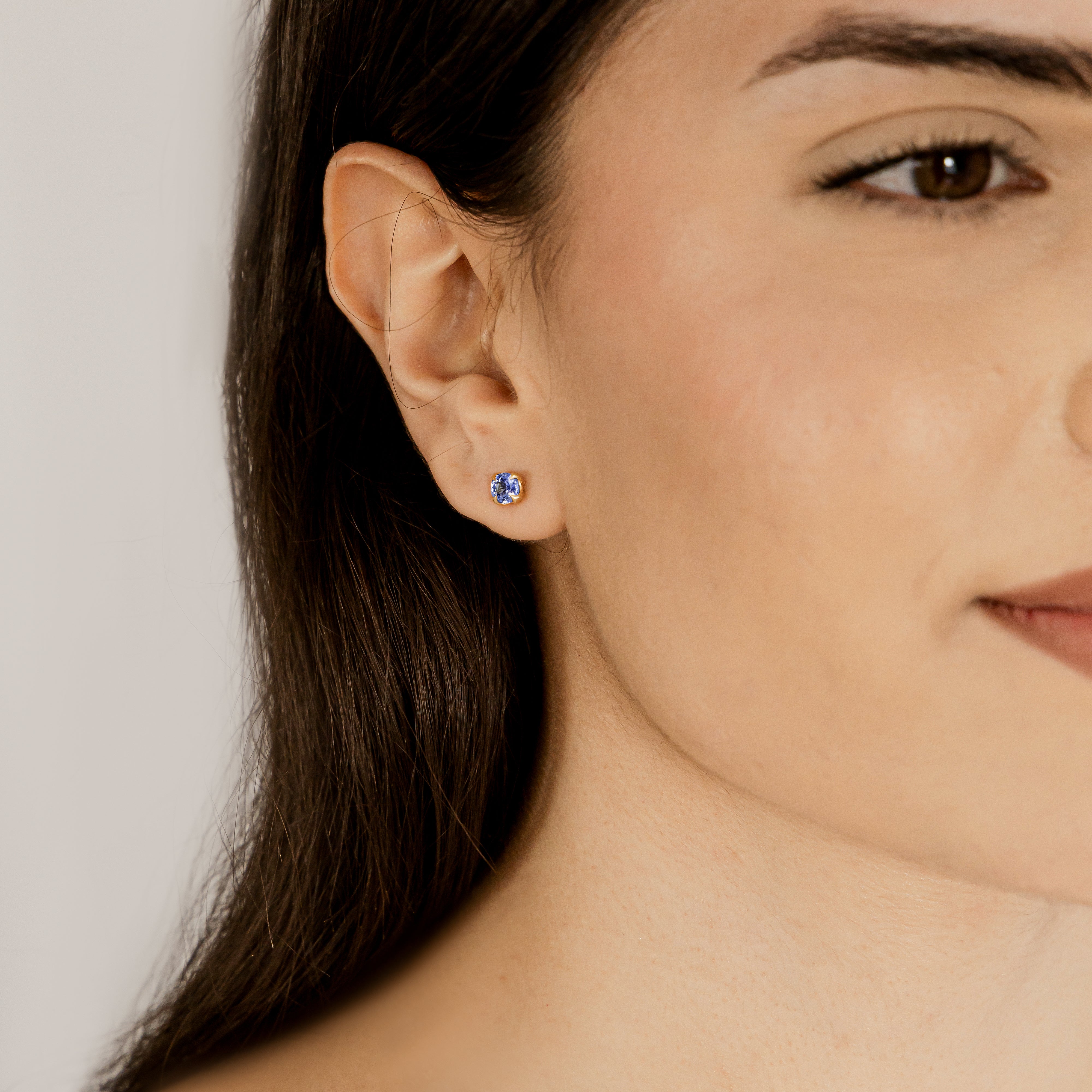 Blue Sapphire Rosebud Studs