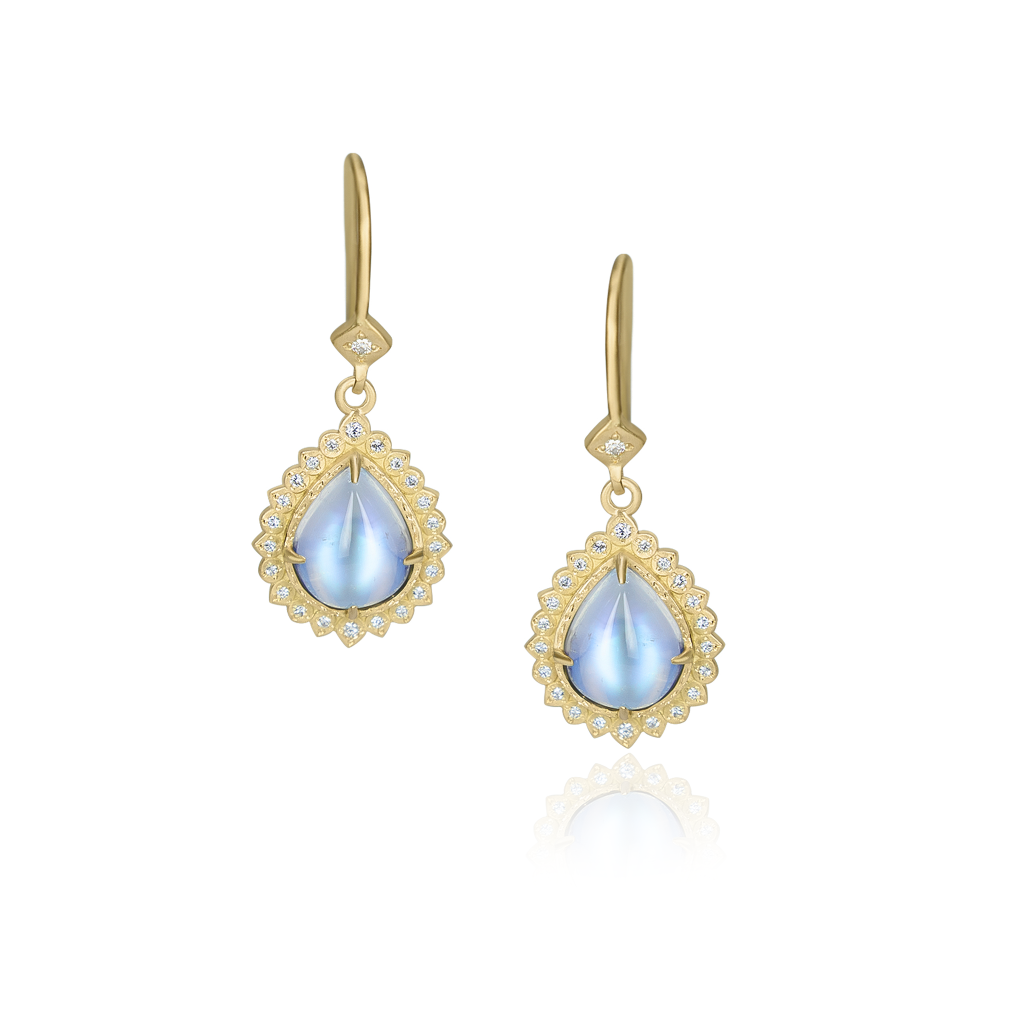 Moonstone Teardrop Flame Earrings