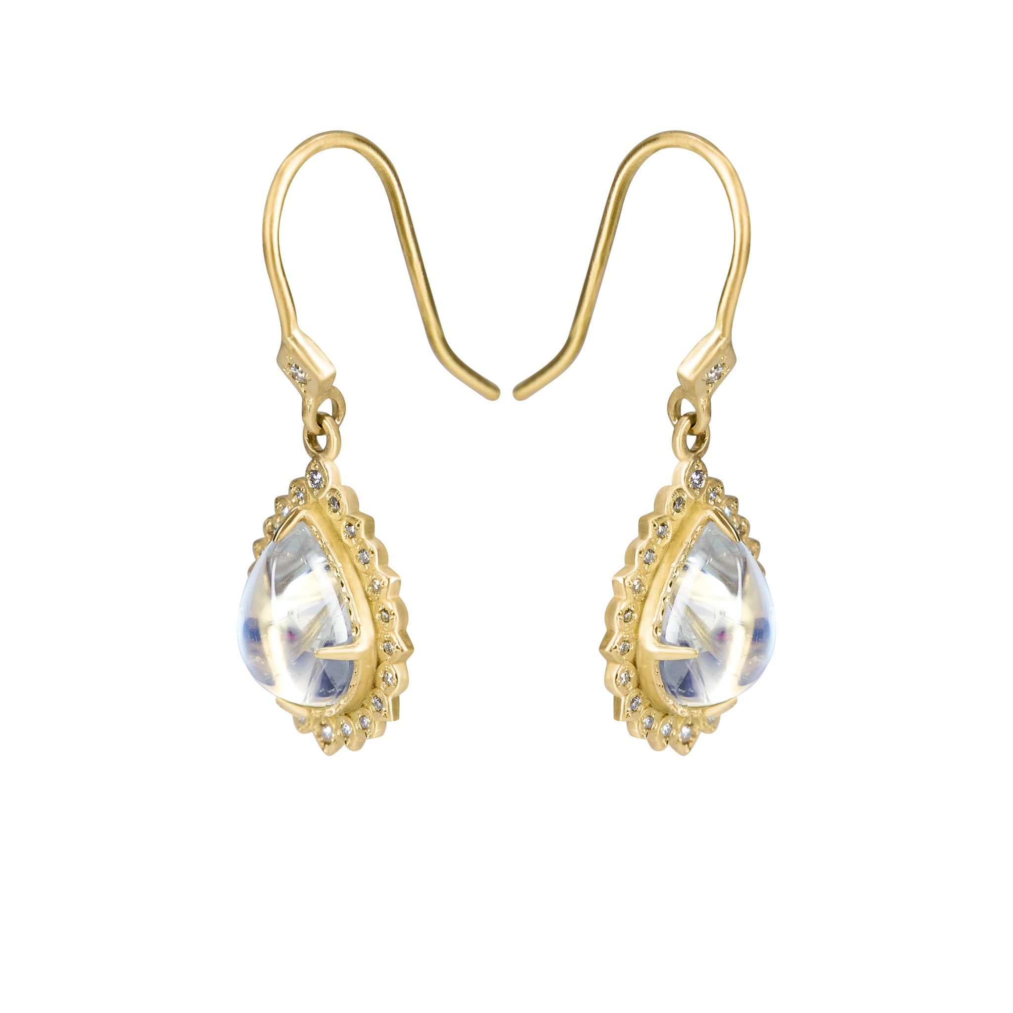 Moonstone Teardrop Flame Earrings