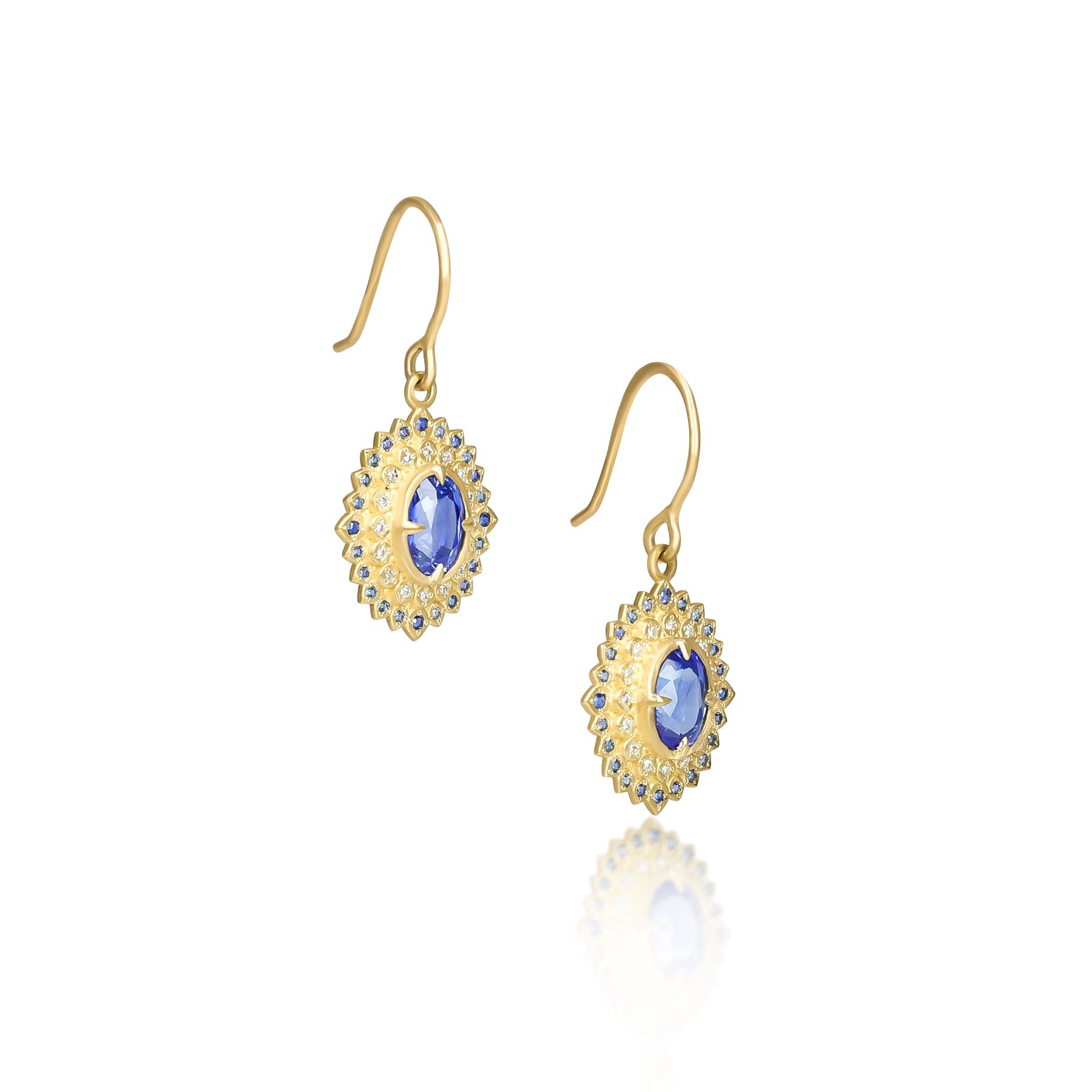 Blue Sapphire Oval Radiance Earrings