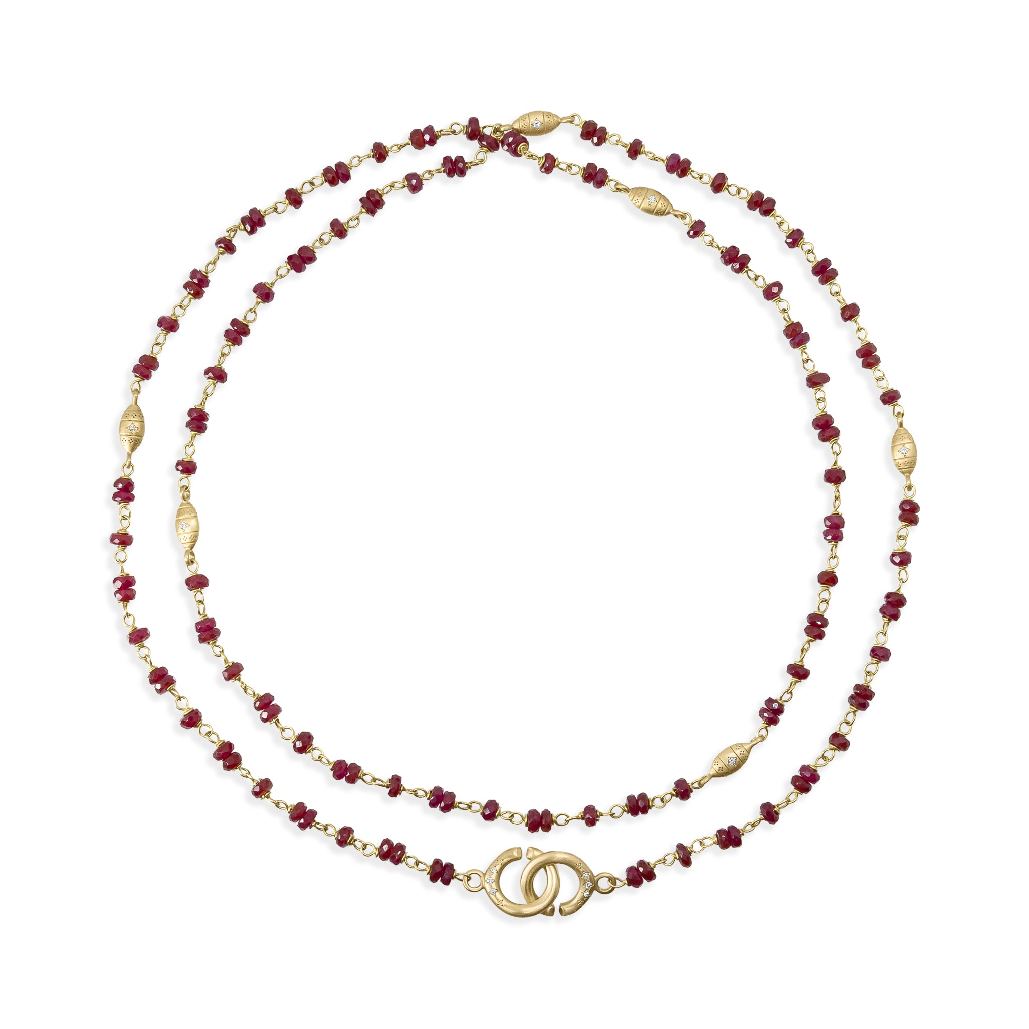 Ruby Beaded Necklace - 28 Inches