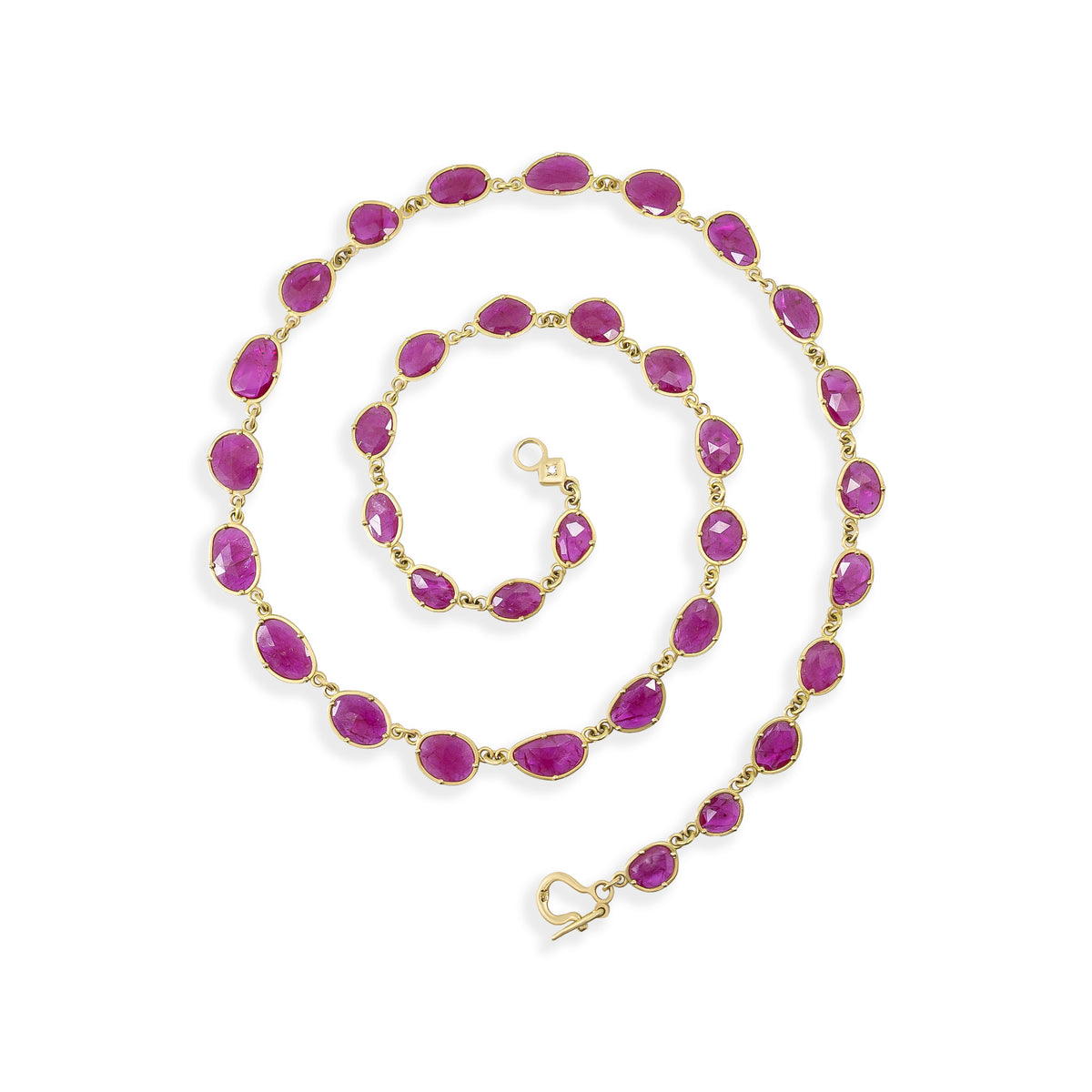 Rose Cut Ruby Rivière Necklace