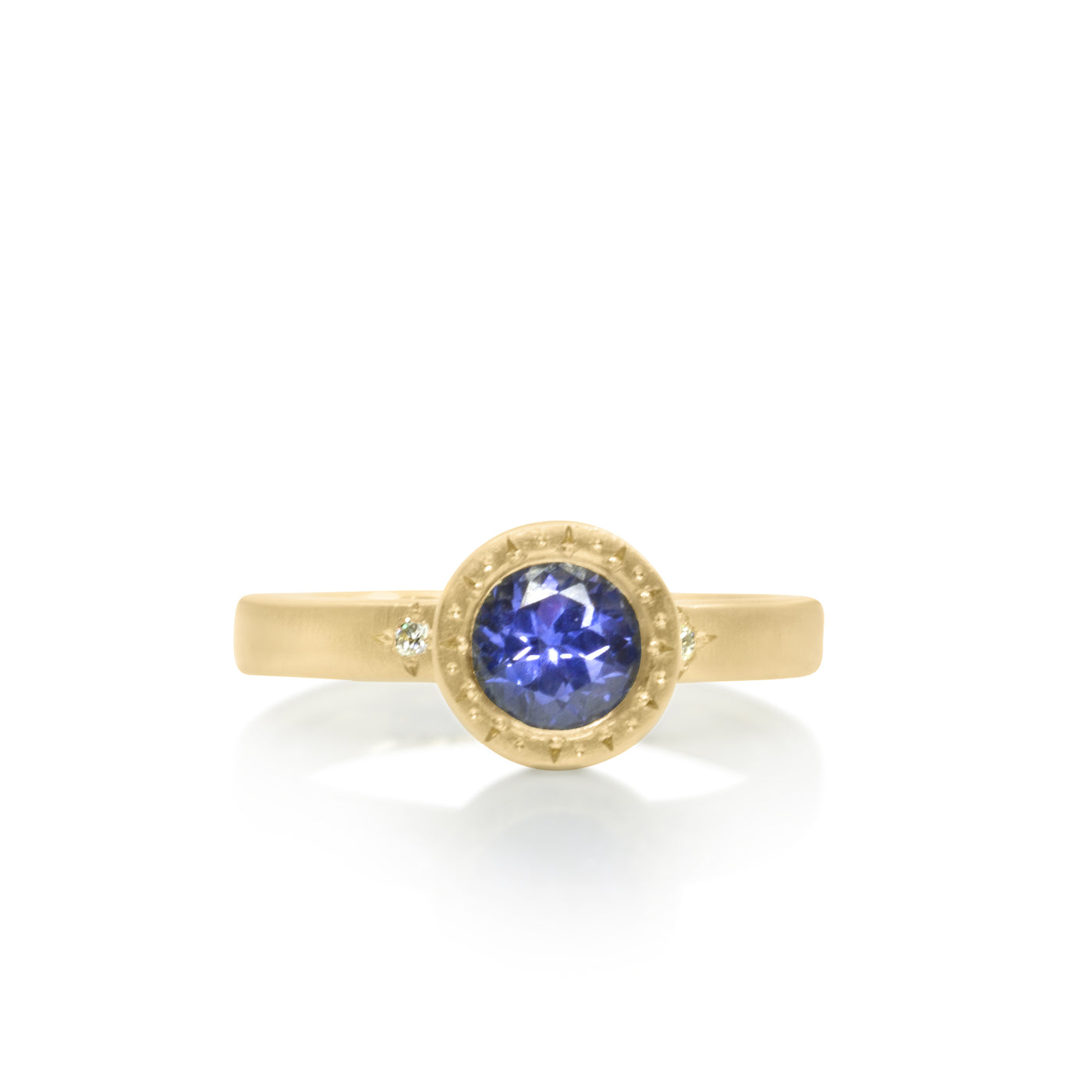 Sapphire Etched Round Ring