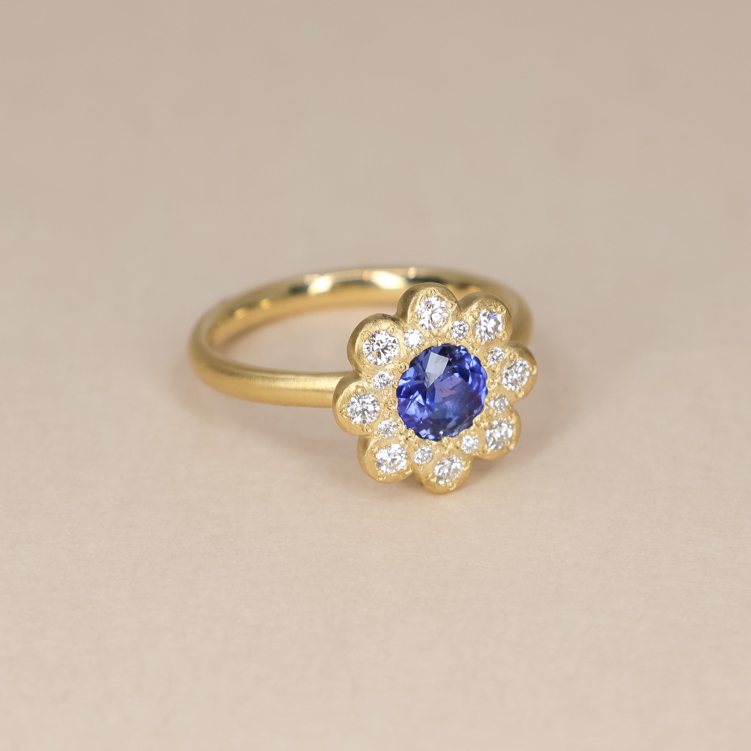 Sapphire Moonflower Ring