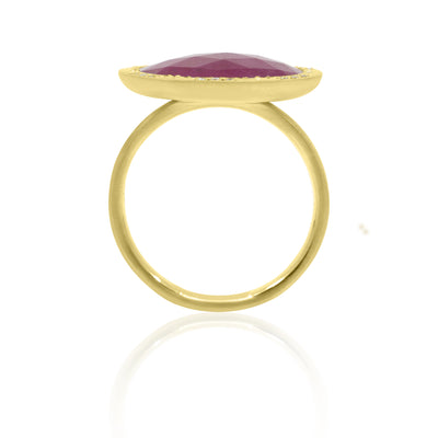 Organic Rosecut Ruby Halo Ring