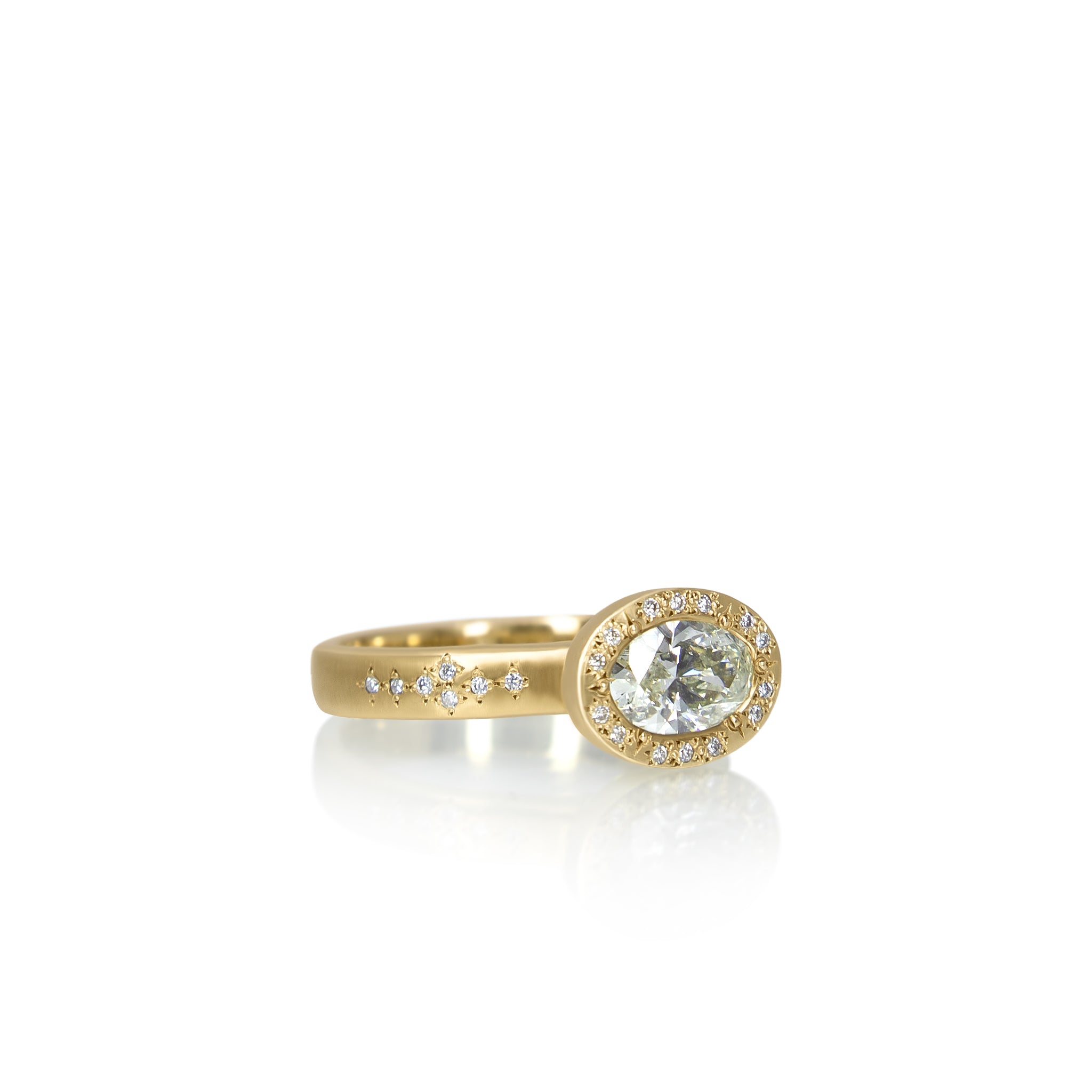 Oval Beaded Horizon Ring - 1.00ct