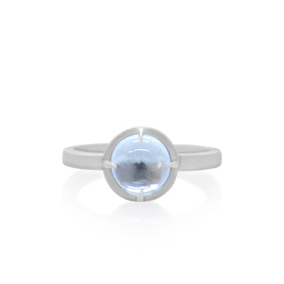 Round Aquamarine Prong Ring