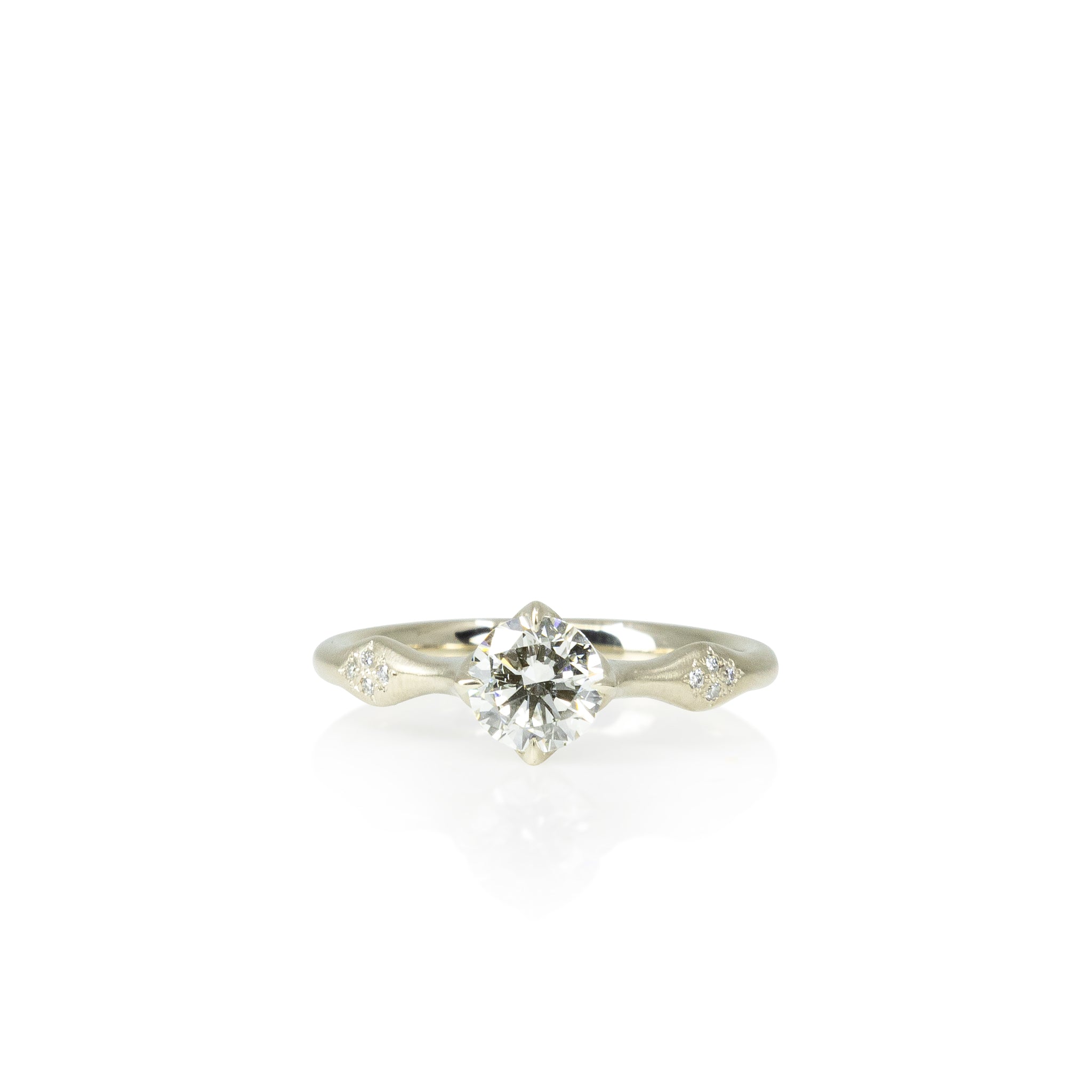 White Gold Round Rosebud Ring