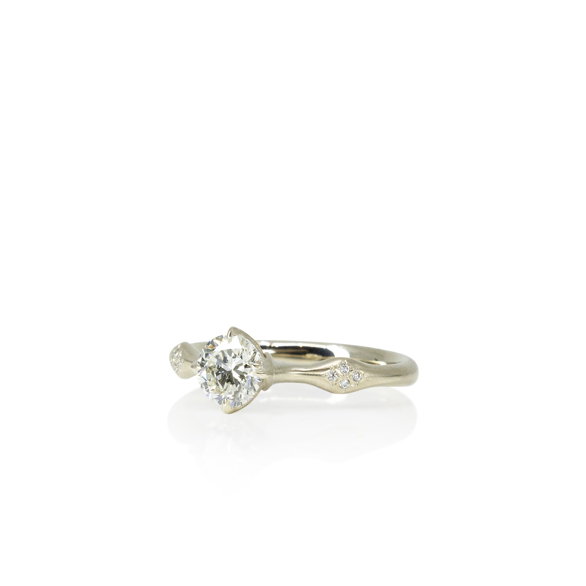 White Gold Round Rosebud Ring