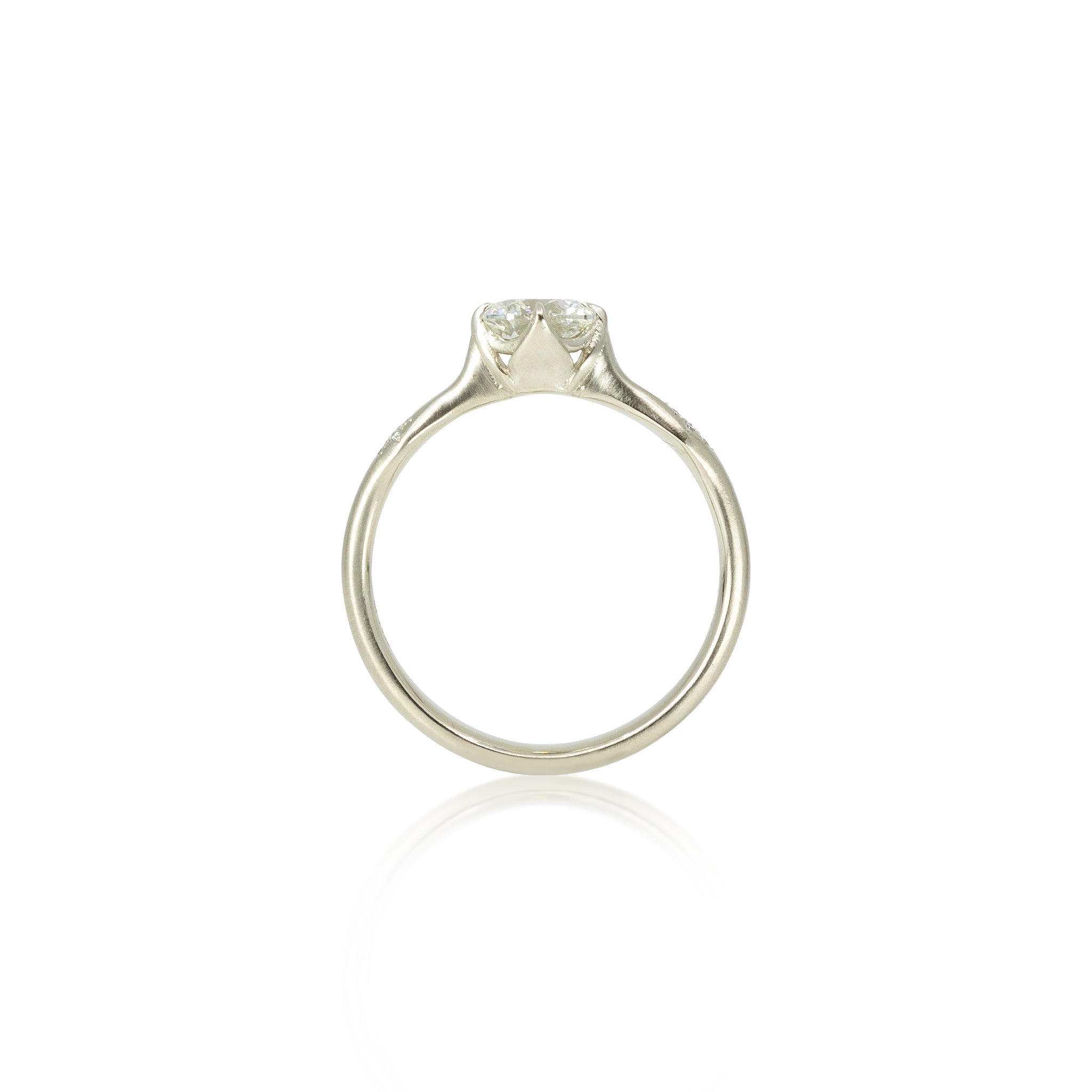 White Gold Round Rosebud Ring