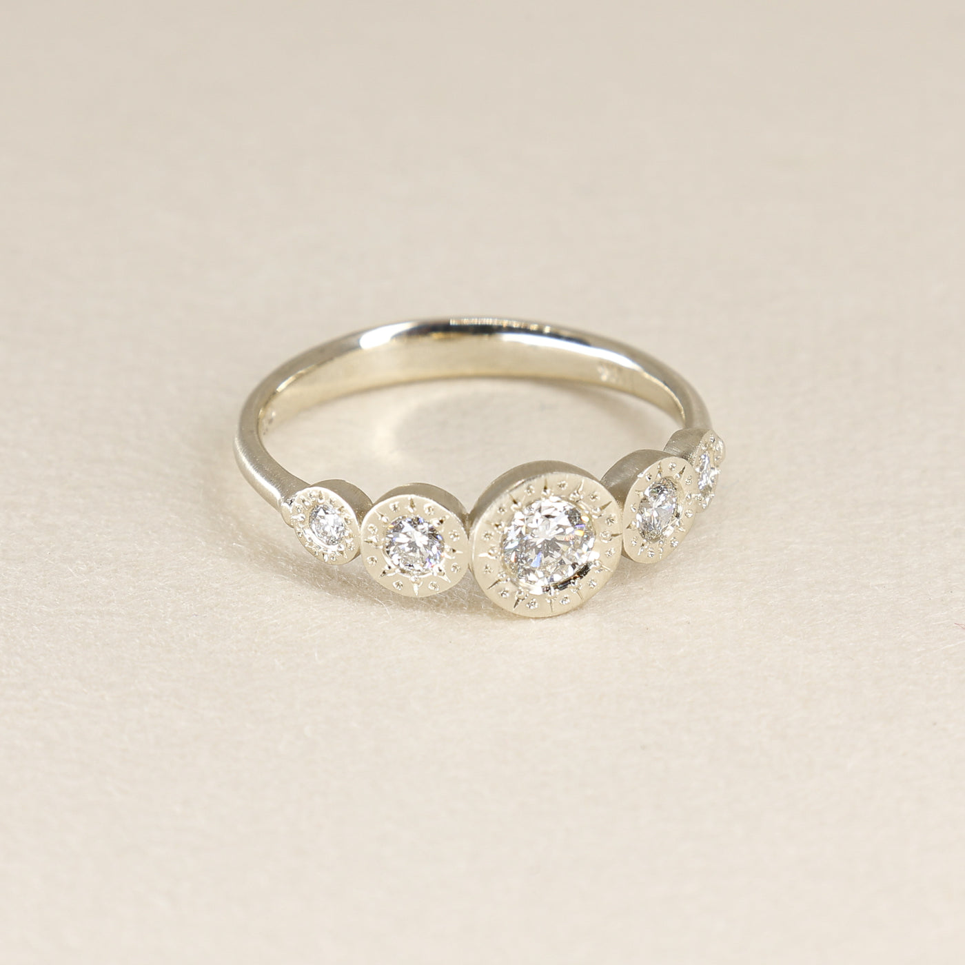 Five Stone Engraved Bezel Ring