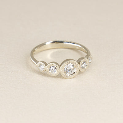 Five Stone Engraved Bezel Ring