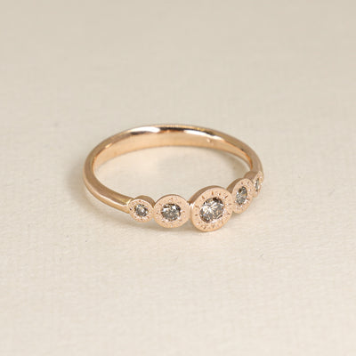 Five Stone Engraved Bezel Ring