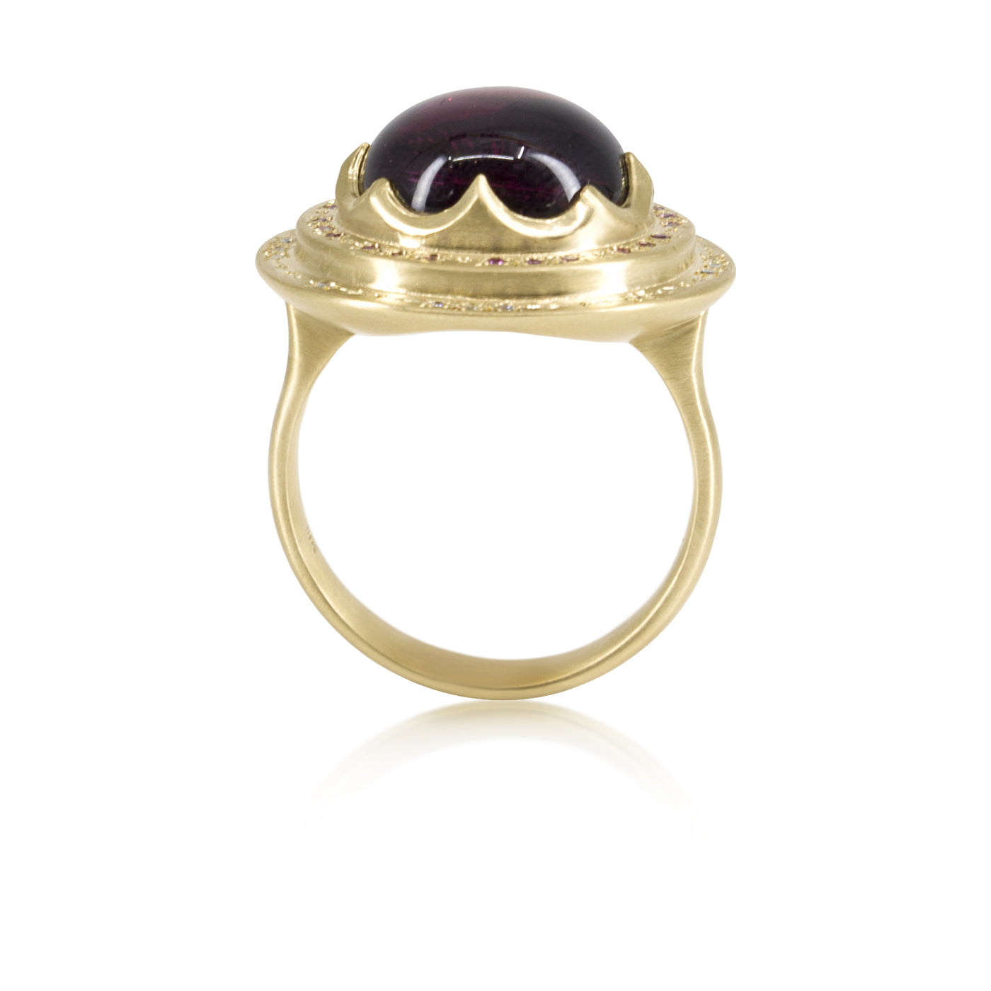 Engraved Round Rubellite Ring