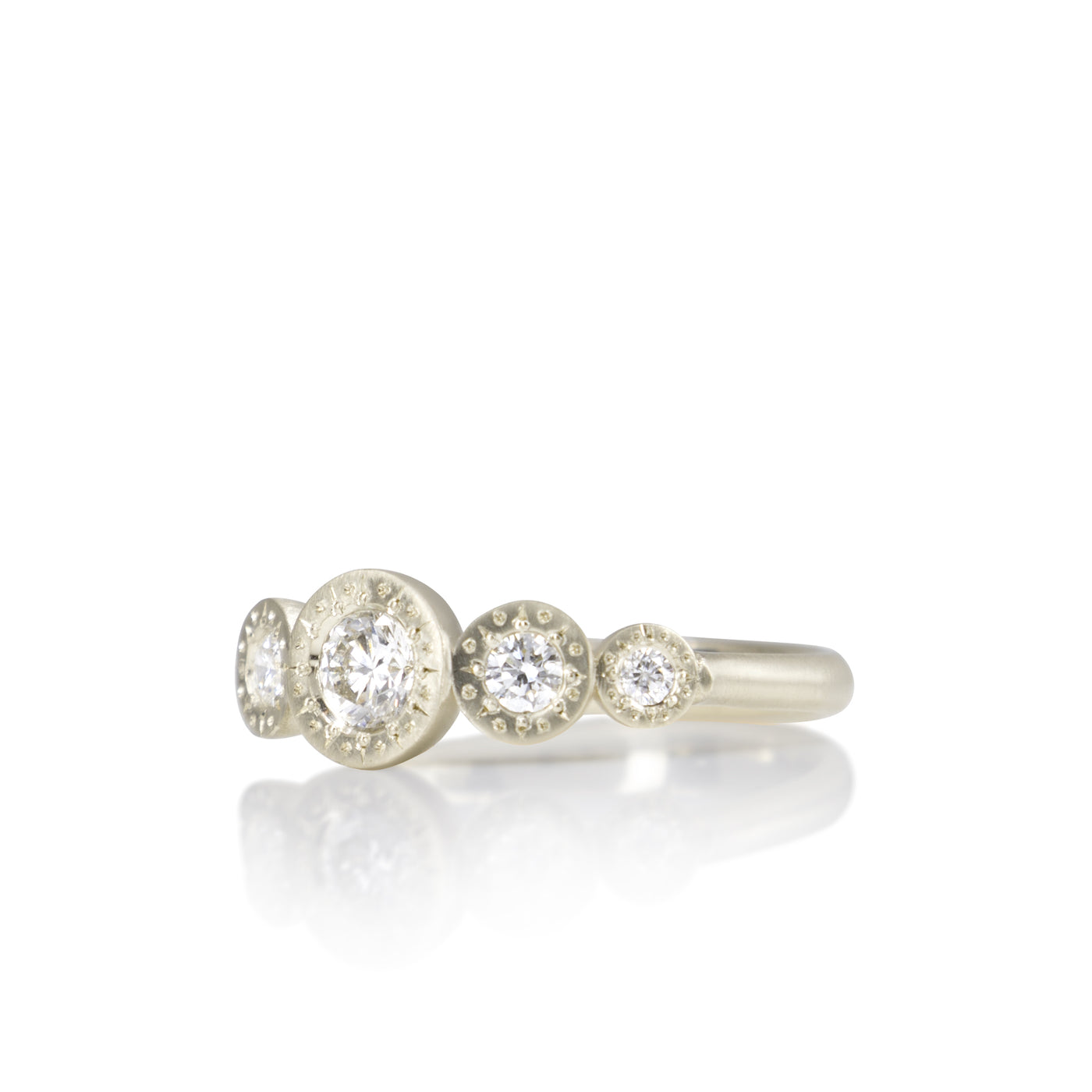 Five Stone Engraved Bezel Ring
