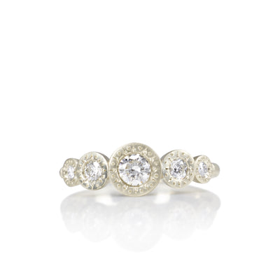 Five Stone Engraved Bezel Ring
