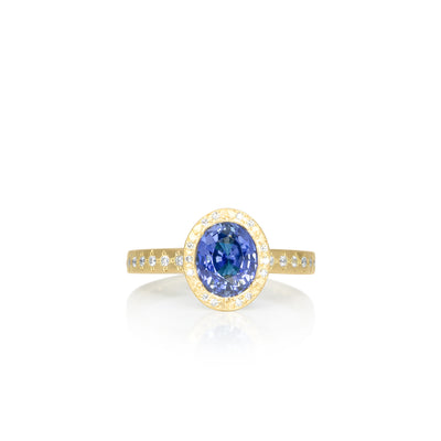 Sapphire Woven Halo Ring