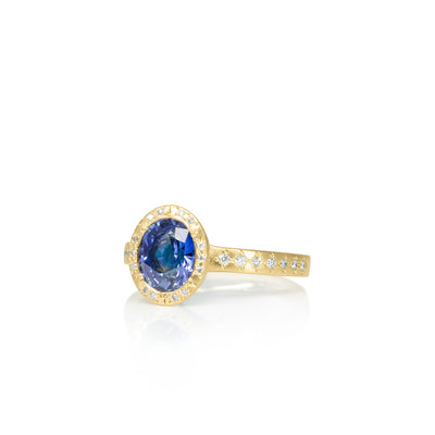Sapphire Woven Halo Ring