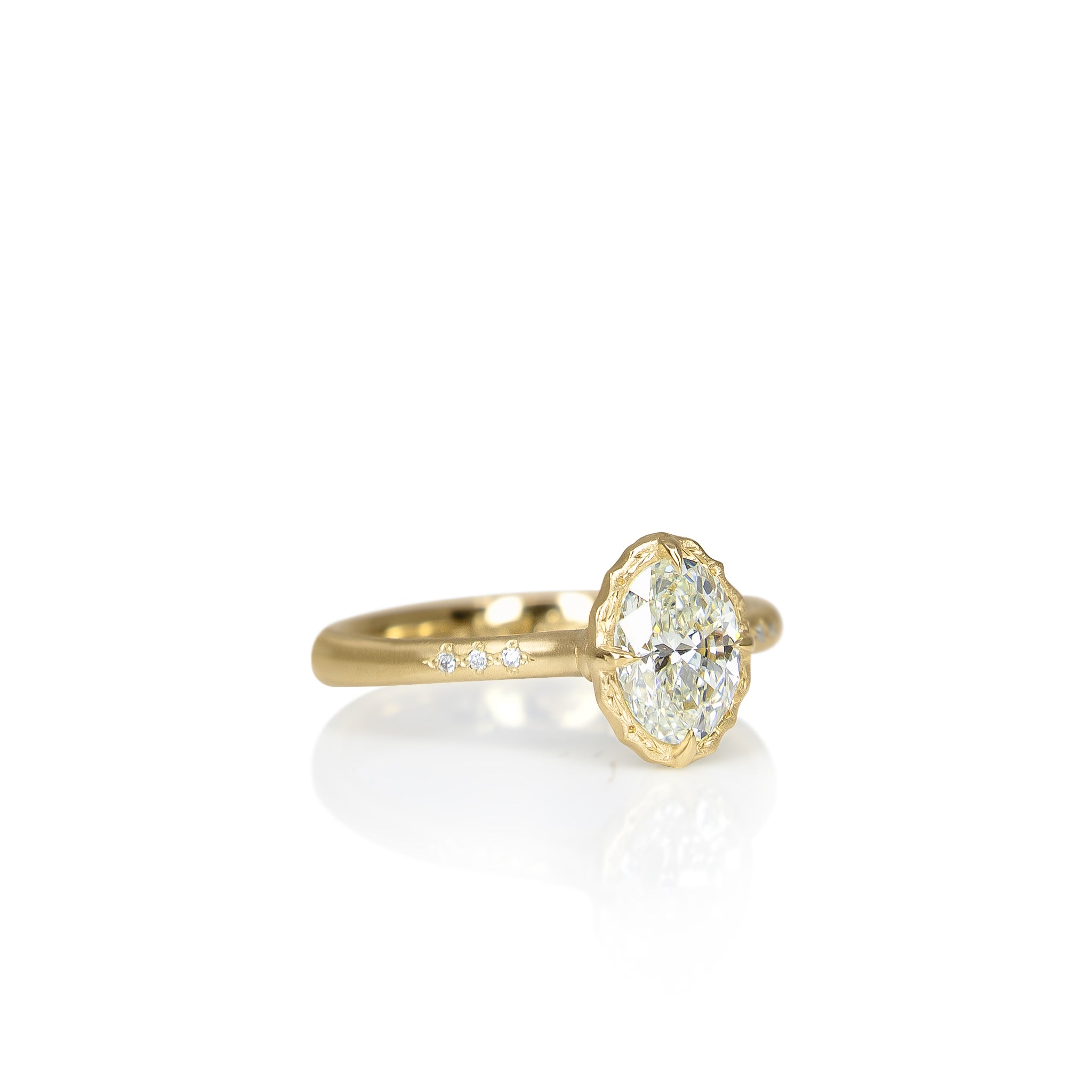 Oval Lotus Diamond Ring