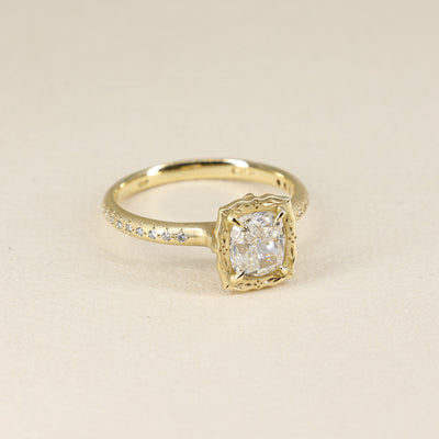 Cushion Cut Lotus Ring