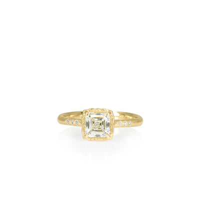 Asscher Cut Lotus Ring