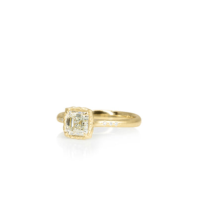 Asscher Cut Lotus Ring