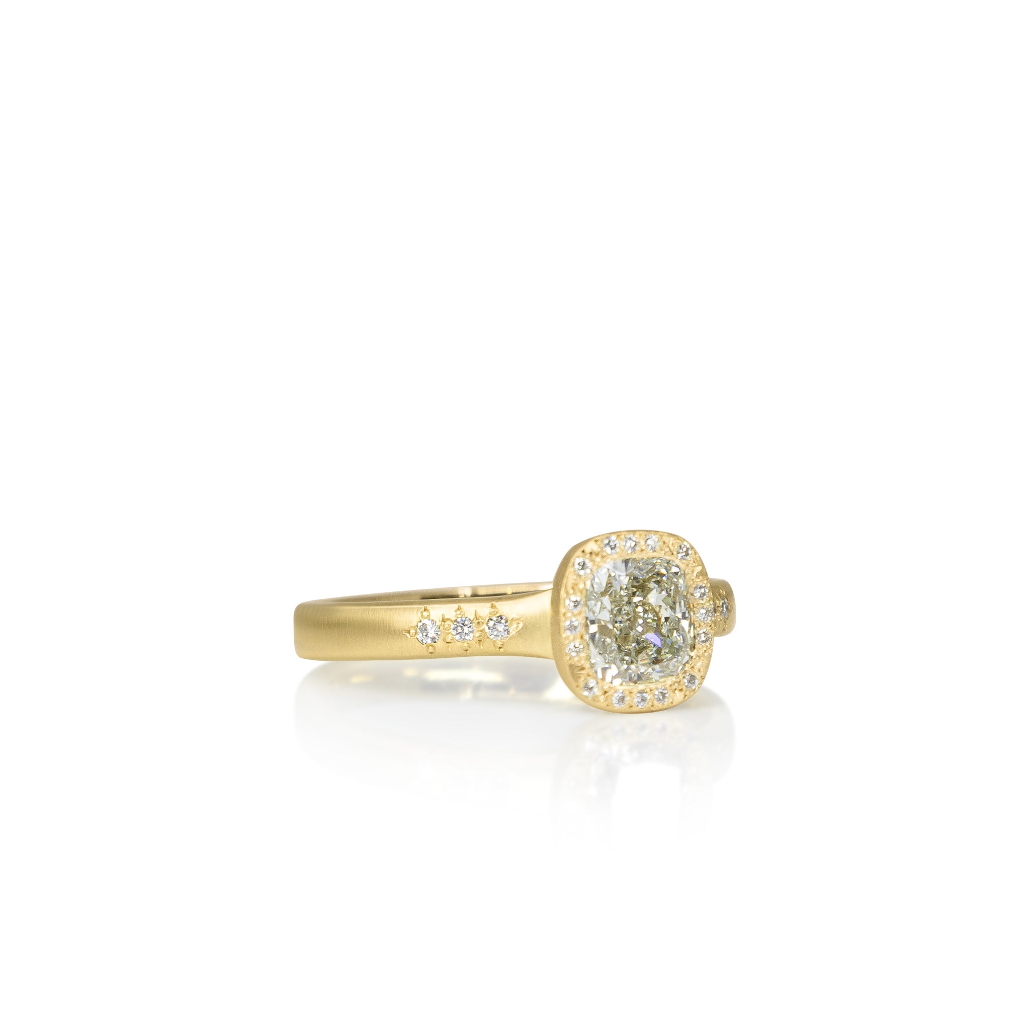 Woven Halo Cushion Diamond Ring