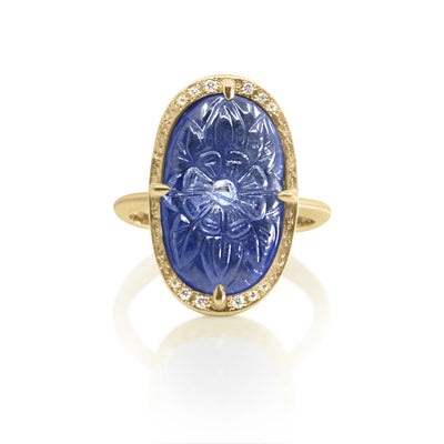 Oval Carved Sapphire Ring