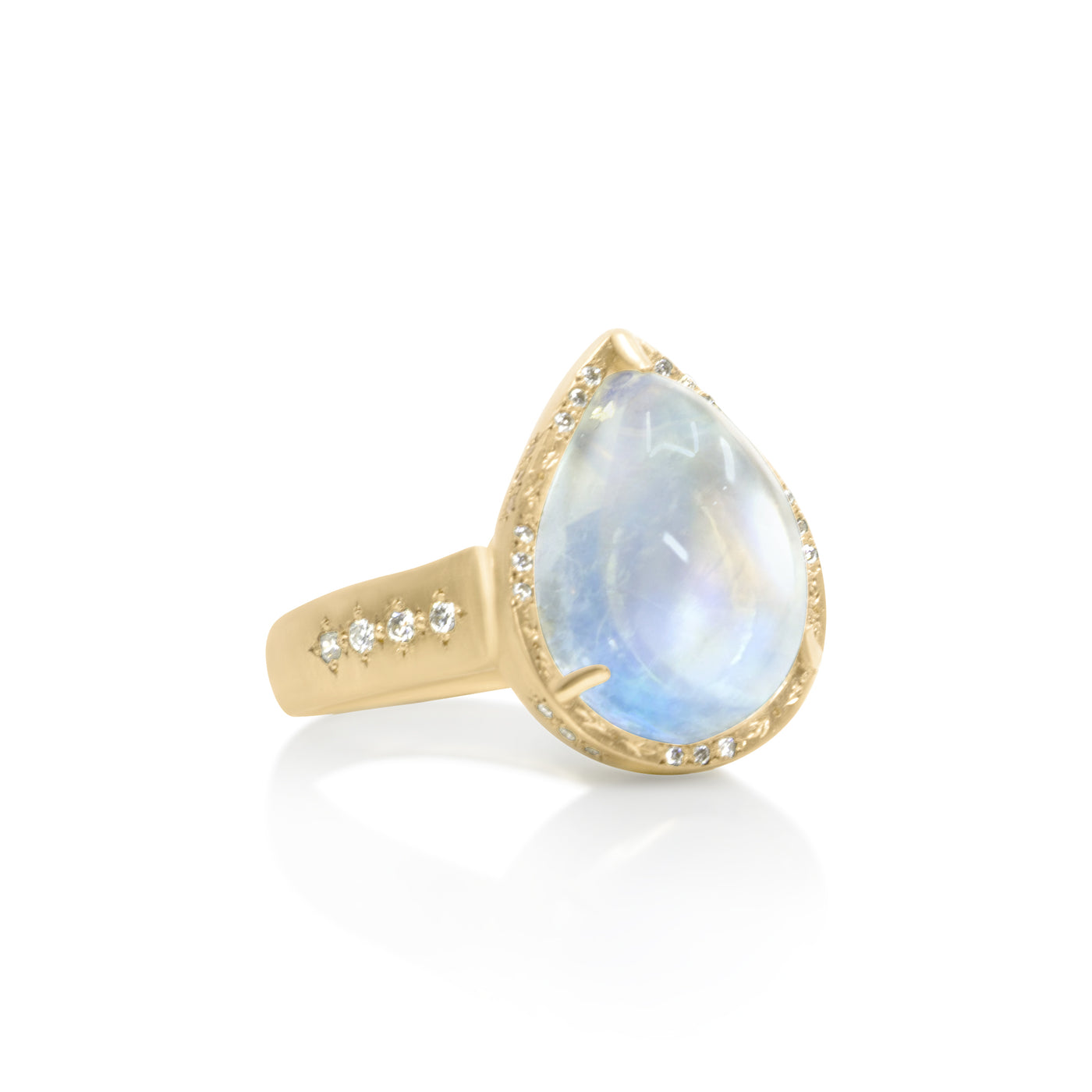 Teardrop Moonstone Prong Ring