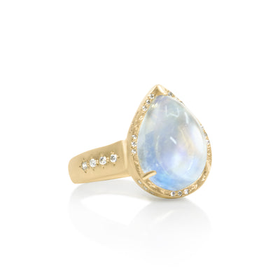 Teardrop Moonstone Prong Ring