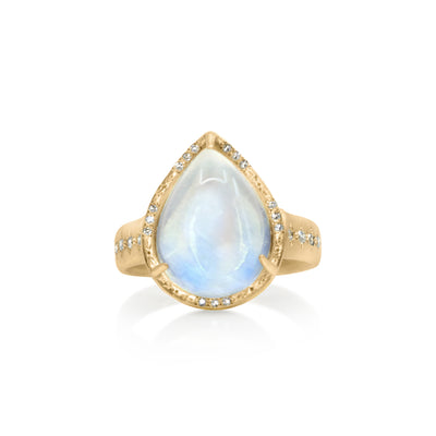 Teardrop Moonstone Prong Ring